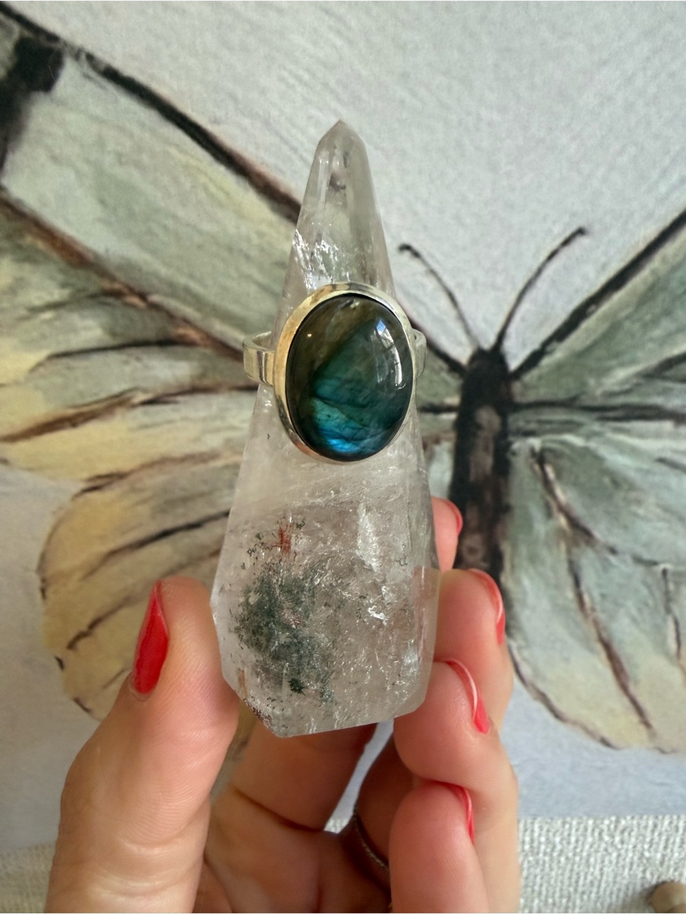 Labradorite and sterling silver ring size 7.5
